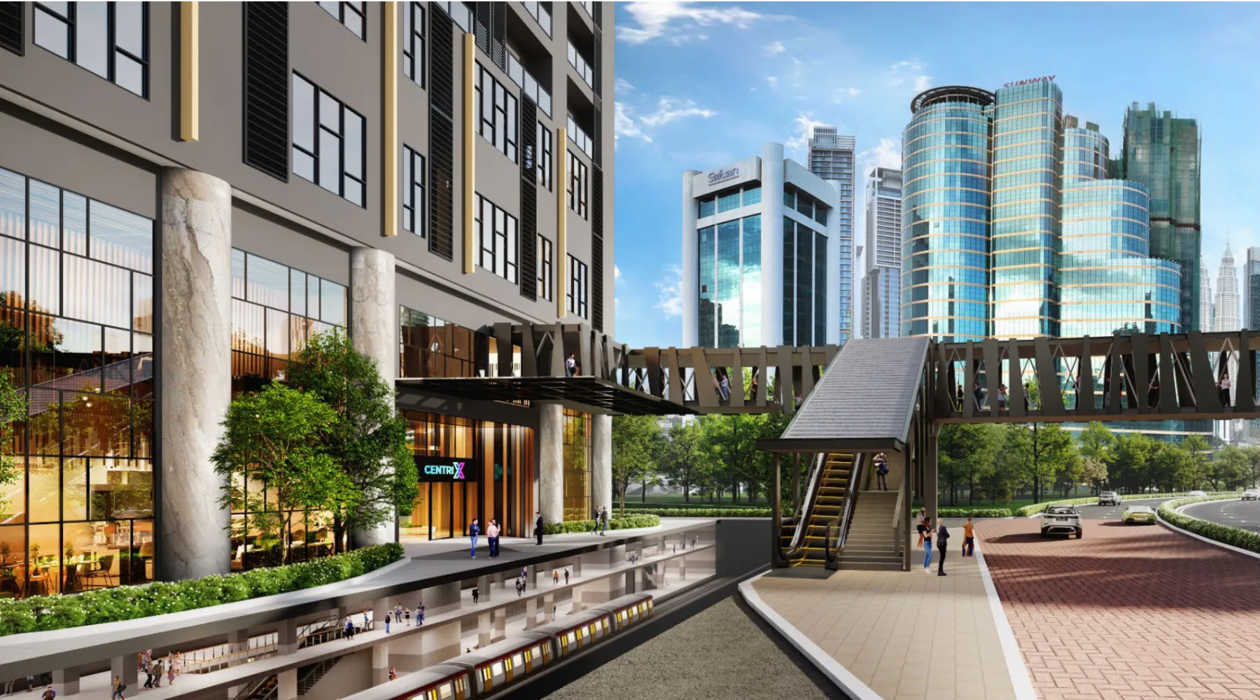 Centrix KLCC walkway above the Dang Wangi LRT station, artist's impression